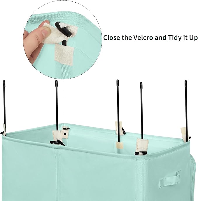 WOWLIVE 154L Double Laundry Hamper with Lid and Removable Laundry Bags, Large Dirty Clothes Hamper 2 section Collapsible Laundry Basket Dorm Room Storage for Bedroom, Bathroom, College,Mint Green