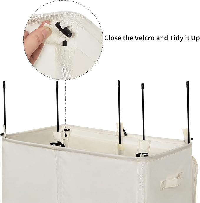 WOWLIVE 140L Double Laundry Hamper with Lid and Removable Laundry Bags, Large Dirty Clothes Hamper 2 section Collapsible Laundry Basket Dorm Room Storage for Bedroom, Bathroom, College,Beige