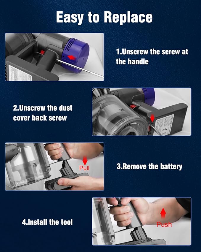 BatFance 21.6V 6000mAh V6 Battery Replacement Compatible with V6 DC58 DC59 DC61 DC62 SV03 SV06 SV07 SV09 Animal Absolute Motorhead Handheld Vacuum Cleaner(Not Fit V7, V8, V10)