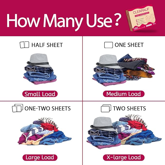 CLEARALIF Laundry Detergent Sheets 80 Sheets (Up to 160 Loads), Morning Bloom - Great For Apartments, Dorms,Eco Friendly