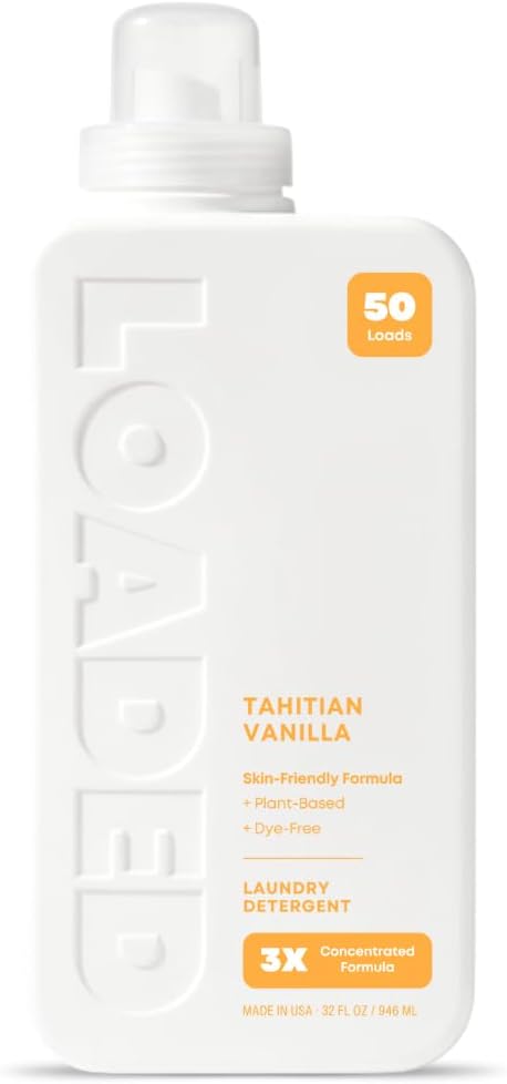 Loaded Laundry Detergent, Luxury Cologne & Perfume Scented | 50 Loads | Vanilla & Cashmere | Skin-Friendly & Plant-Based | Made in USA | 32 oz
