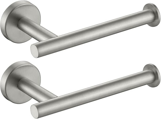 JQK Toilet Paper Holder, 5 Inch 304 Stainless Steel Thick 0.8mm Tissue Paper Dispenser for Bathroom, Hold Mega Rolls, Brushed Nickel Wall Mount, 2 Pack, TPH120-BN-P2