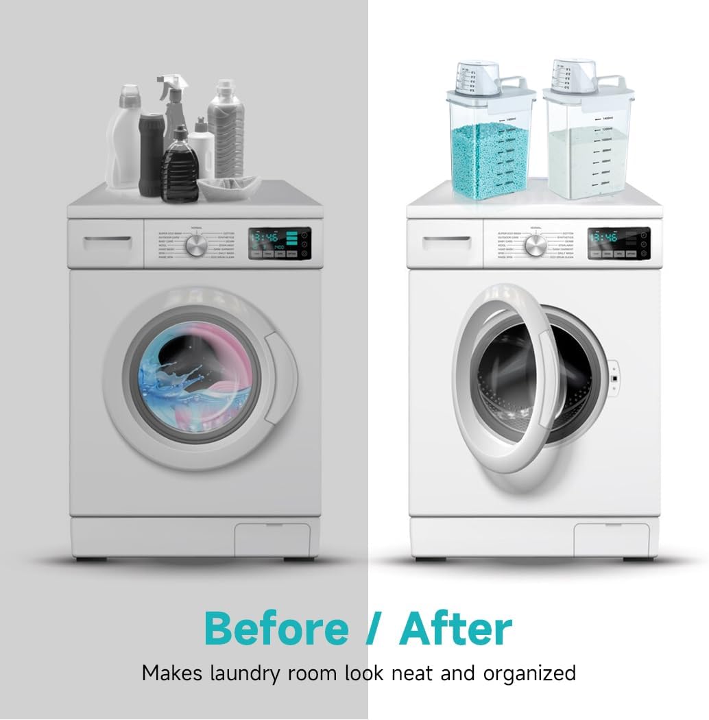 Laundry Detergent Dispenser for Powder & Beads – Clear Container, 1 Pack