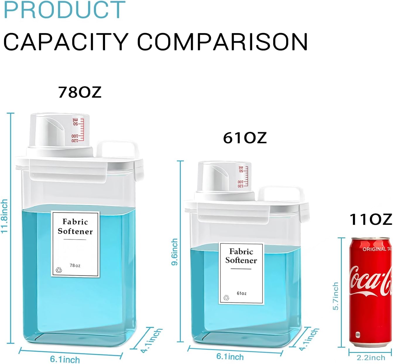 2 Pack Laundry Detergent Dispenser, 78oz Detergent Dispenser, Refluxable Laundry Detergent Container, Plastic Liquid Laundry Detergent Dispenser for Laundry Room Organization with 6 Labels