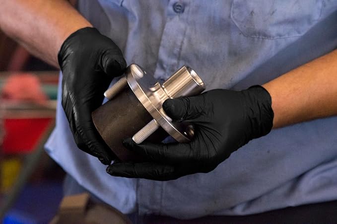 GLOVEWORKS Black Disposable Nitrile Industrial Gloves 5 Mil, Latex/Powder-Free, Food-Safe, Textured