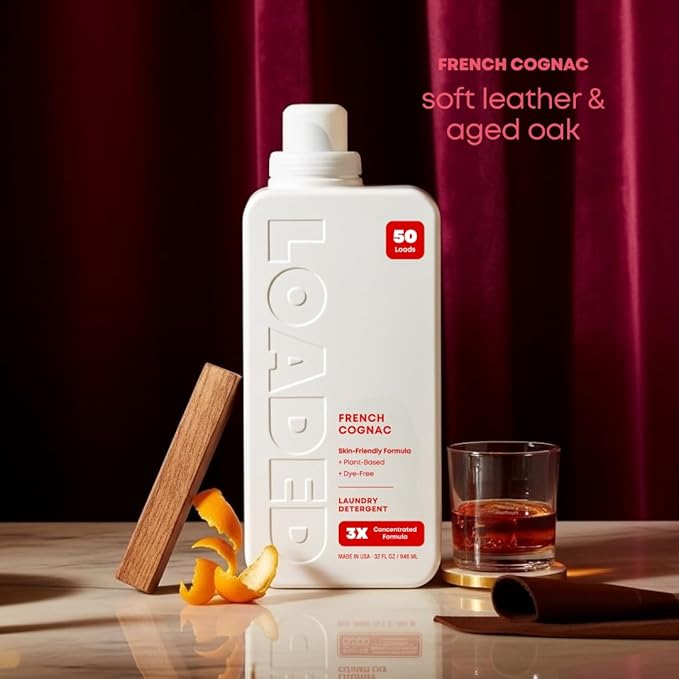 Loaded Laundry Detergent, Luxury Cologne Scented | 50 Loads | Leather & Oak | Skin-Friendly & Plant-Based | Made in USA | 32 oz