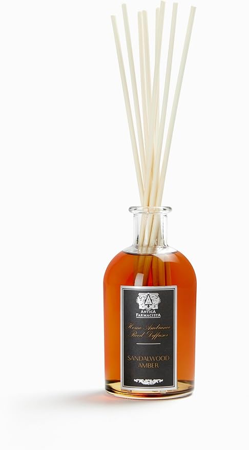 Antica Farmacista Home Ambiance Diffuser - Long-Lasting Reed Scent Diffuser - Luxury Room Freshener Gift - Sandalwood Amber, 8.45 fl oz