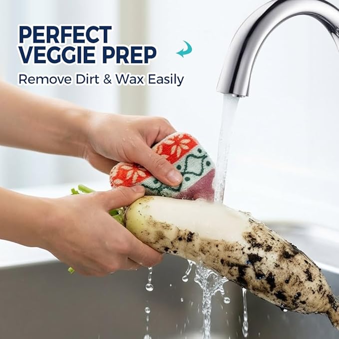 Amarelle GEN II Reusable Dish Scrubbers (5-Pack), Dual-Sided Heavy Duty Scouring Pads, Odor-Free & Machine Washable | Kitchen Scrub Cloth | Nano-Crystal Enhanced Technology (Nordic Folk)