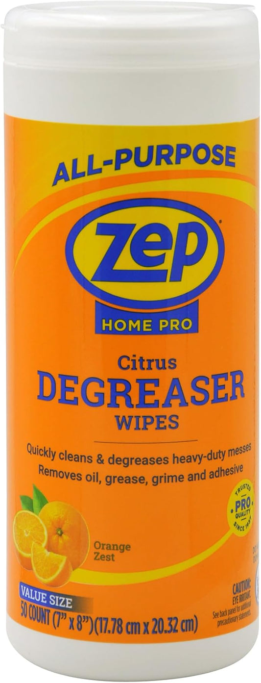 Zep Home Pro Citrus Degreaser Wipes 50 count- R59012 - Quickly cleans and degreases heavy-duty messes