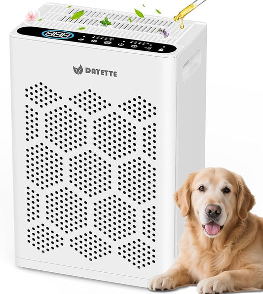 Air Purifiers for Home Large Room Up to 2400 Ft² with HEPA 14 Filter, DAYETTE Pet Air Purifier with Washable Prefilter for Bedroom with Fragrance, Air Cleaner for Smoke Dust Pollen Pets Hair Odor