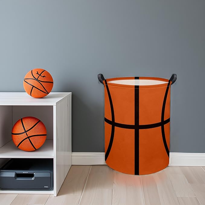 HIYAGON Basketball Kids Laundry hamper Baby Hamper for Nursery Boy and Girl Kids Cute Kids Toys Storage Bin Organizer Basketball Room Decor for Home(Basketball Pattern)