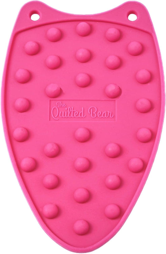 The Quilted Bear Mini Iron Rest - Silicone Heat Resistant Mat for Stress-Free Crafting, Sewing & Quilting Supplies - Durable and Protective Surface for Mini Iron (Pink)