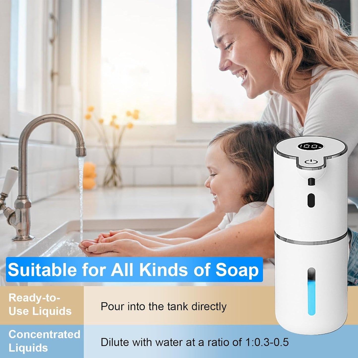 Automatic Touchless Soap Dispenser – USB Rechargeable Smart Liquid Dispenser, 6 Level Adjustable
