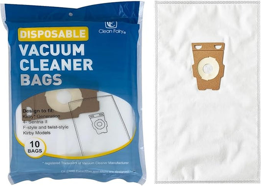 CF Clean Fairy 10 Pack HEPA Vacuum Bags Compatible with Kirby Sentria Avalir Ultimate G Series 3-Layer HEPA Filtration Replaces F-Style & Twist-Style 204814 204811 205811 204808