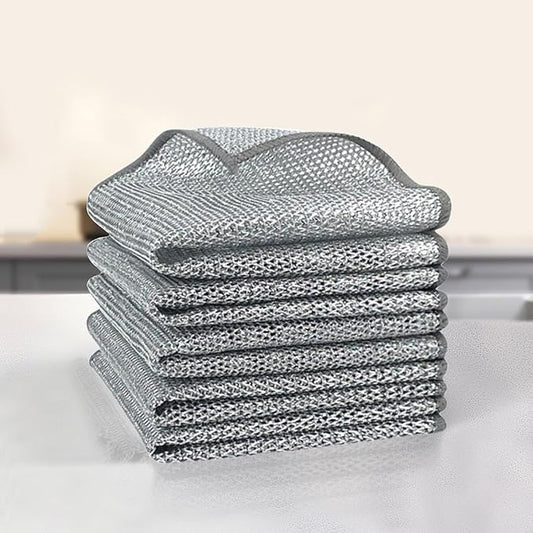 20 Counts Non Scratch Wire Dishcloth Multipurpose Wire Dishwashing Rag for Wet and Dry Use, Metal Scrubbers for Cleaning Dishes, Dual-Sided 2-Layer Kitchen Cleaning Cloth with Mesh, Mesh Dish Cloth