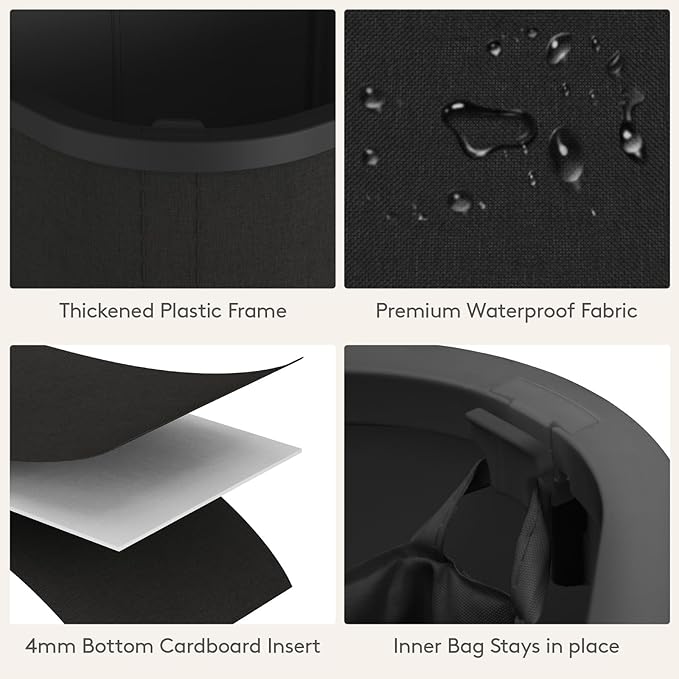 Lifewit 85L Laundry Basket with Lid, Large Laundry Hamper with Plastic Handles and Removable Bag, Foldable Tall Dirty Clothes Hampers for Laundry for Laundry Room, Bedroom, Bathroom, Dorm, Black