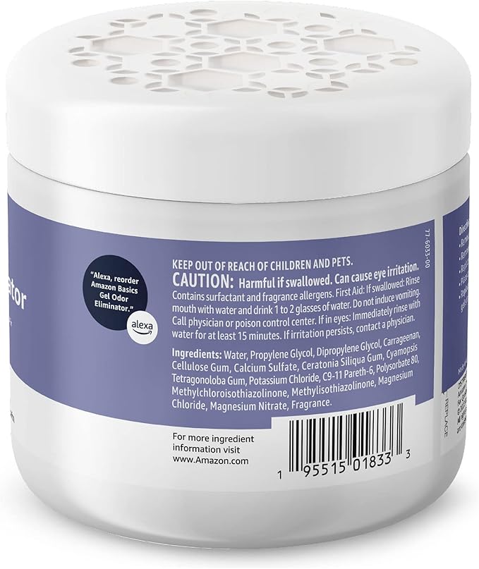 Amazon Basics Gel Odor Eliminator, Activated Charcoal, Lavender, 17 Oz, Pack of 1