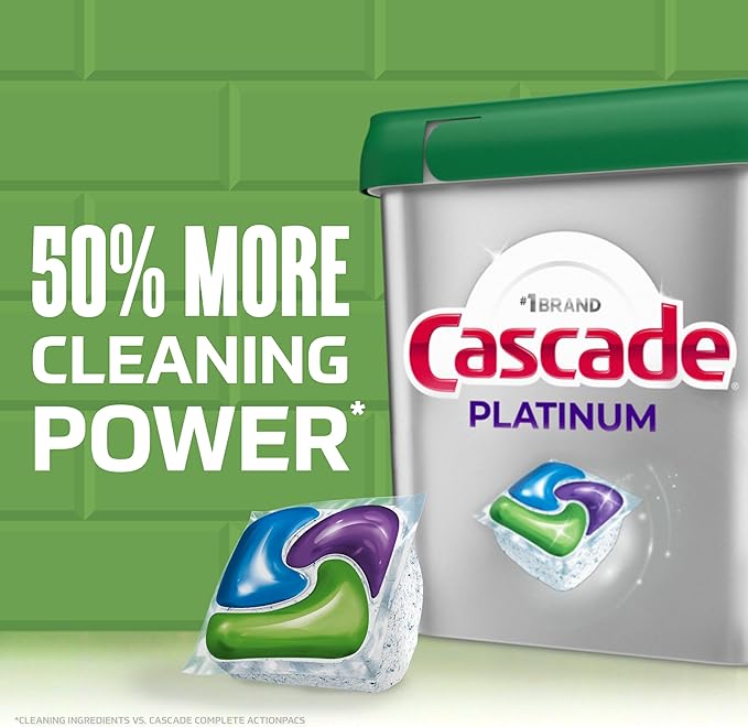 Cascade Platinum Dishwasher Pods, Dishwasher Detergent, Dish Detergent Soap, Fresh, 12 count