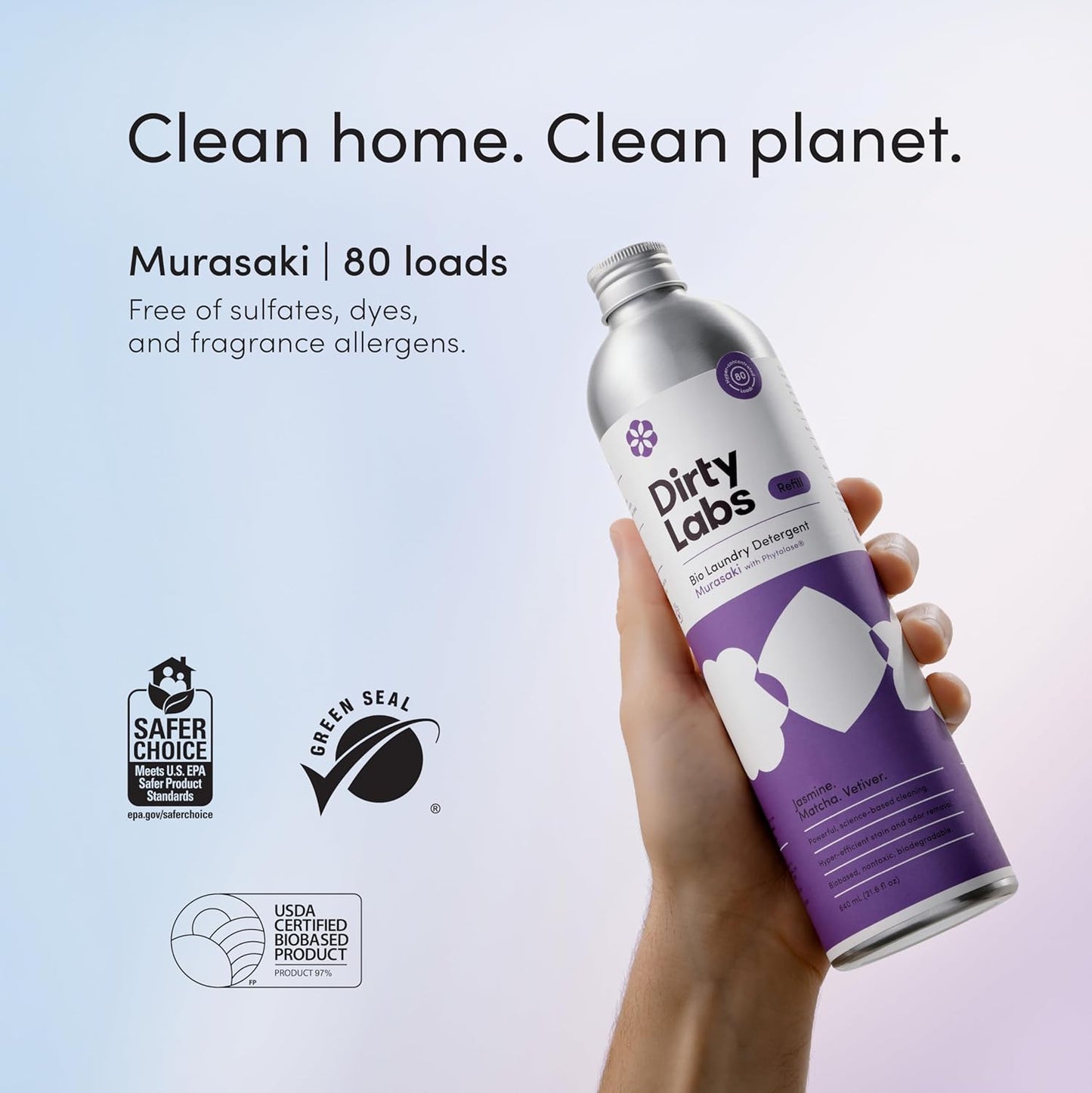 Liquid Laundry Detergent for Cold & HE Wash – Murasaki Scent, 80 Loads