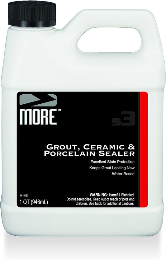MORE Grout, Ceramic & Porcelain Tile Sealer - Water-Based Grout Sealer - Stain, Tile & Grout Protection - for Bathrooms, Showers & Floors - Prevent Grout Haze - Safe & Easy to Use - Unscented - 32oz