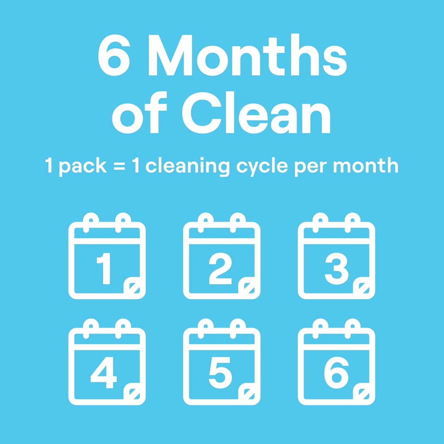 Dishwasher Cleaning Packs 6 Count – Free & Clear, Oxy Power Odor Remover, Vegan Formula