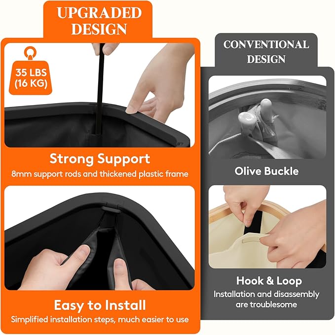 Lifewit 85L Laundry Basket with Lid, Large Laundry Hamper with Plastic Handles and Removable Bag, Foldable Tall Dirty Clothes Hampers for Laundry for Laundry Room, Bedroom, Bathroom, Dorm, Black