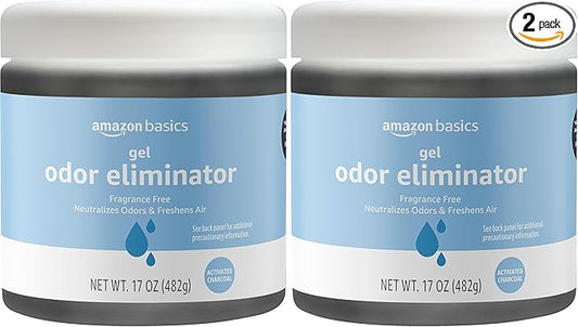 Amazon Basics Odor Eliminator, Gel, Activated Charcoal | Fragrance Free | 17 Oz | Pack of 2