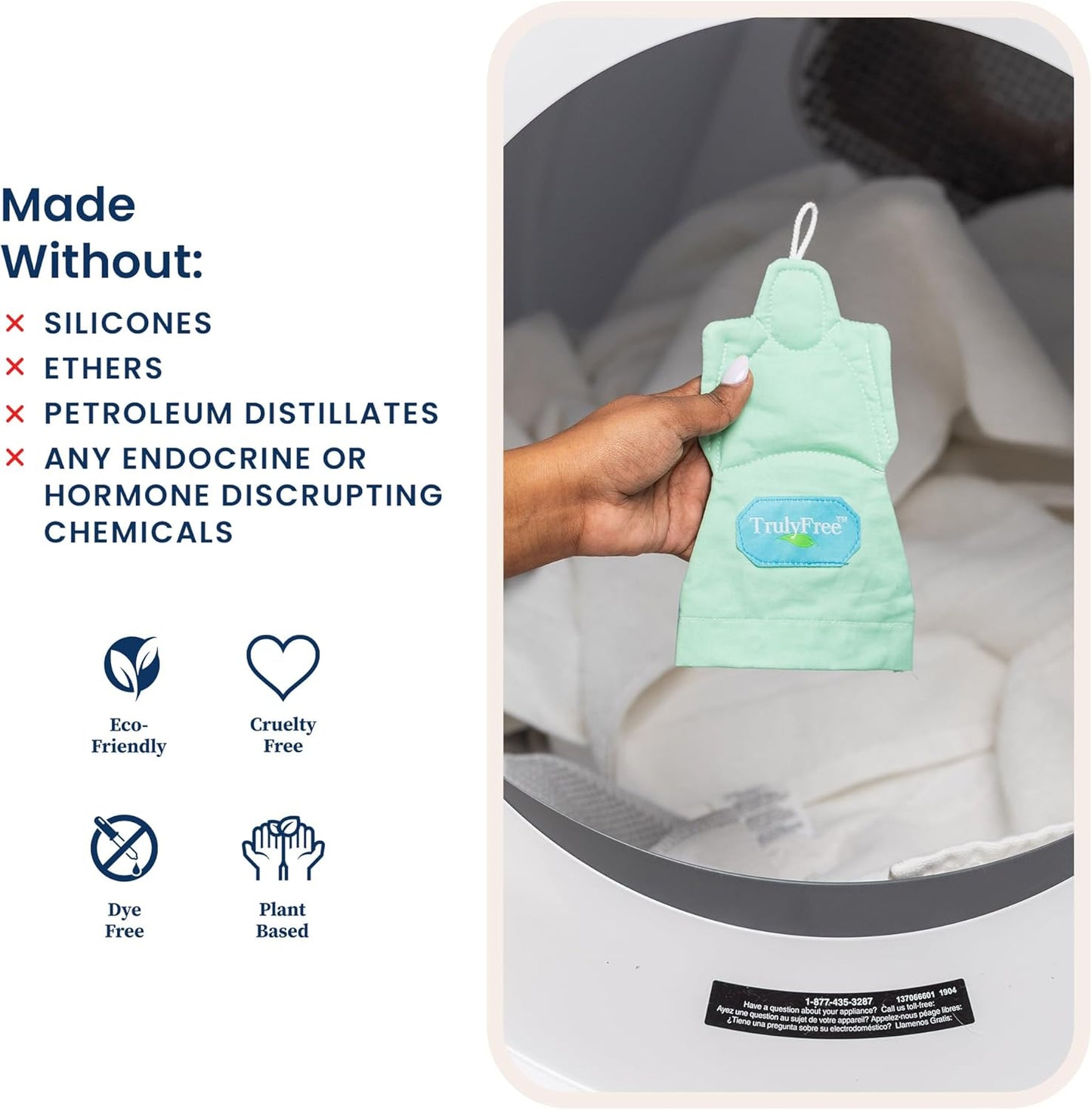 Truly Free Dryer Angel - Natural Dryer Sheet Alternative, Non-Toxic Reusable Fabric Softener Sheets and Scent Booster, Safe for Babies and Sensitive Skin, Laundry Room Essentials - 1 Pack + 2 Refills