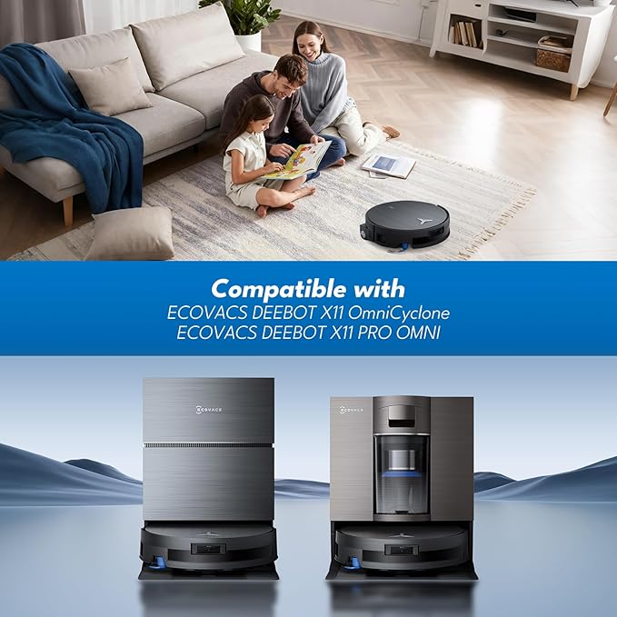 X11 OmniCyclone Replacement Parts for Ecovacs Deebot Vacuum Cleaner;X11 OmniCyclone Accessory set include: 2 Main Brush, 4 Mop Roller, 6 Side Brush, 6 HEPA Filter-20pcs