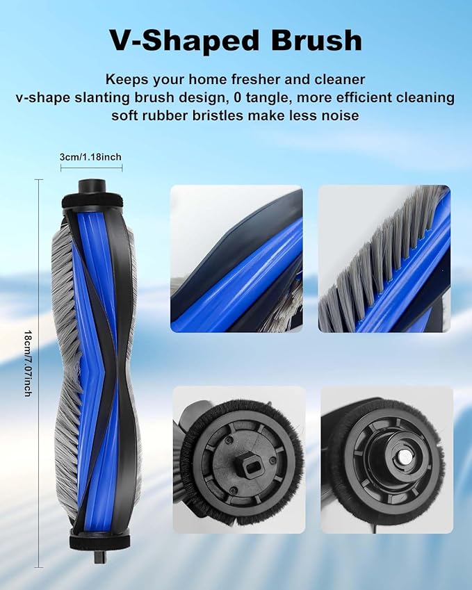 T50 PRO Omni Accessories, 27pcs Replacement Parts Kit for ECOVACS DEEBOT T50 Omni/T50 PRO Omni, Accessory Set with 1 Main Brush, 6 Side Brushes, 8 Mop Pads, 4 HEPA Filters, 6 Dust Bags & Bucket Brush