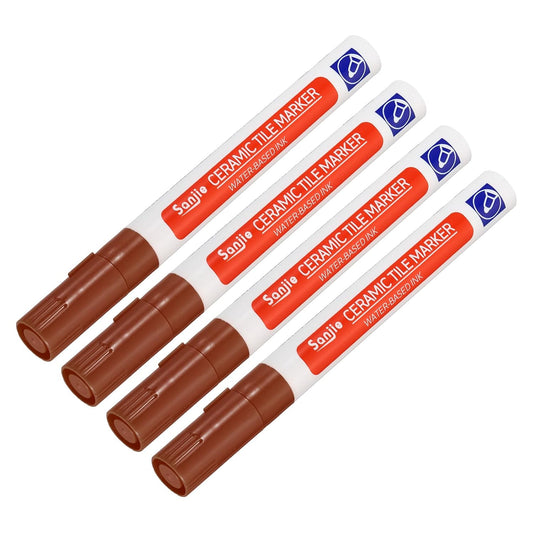 YOKIVE 4 Pcs Grout Paint Pen, Waterproof Brown Paint Tile Marker, Restoring Grout Lines, Great for Balcony, Kitchen, Bathroom