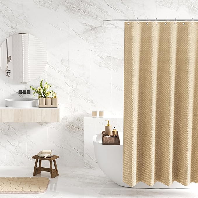 XLHOMO Bathroom Accessories Set - 25PC Bathroom Sets with Shower Curtain and Rugs, Beige Bathroom Accessories with Trash Can, Soap Dispenser, Soap Dish & Toilet Brush