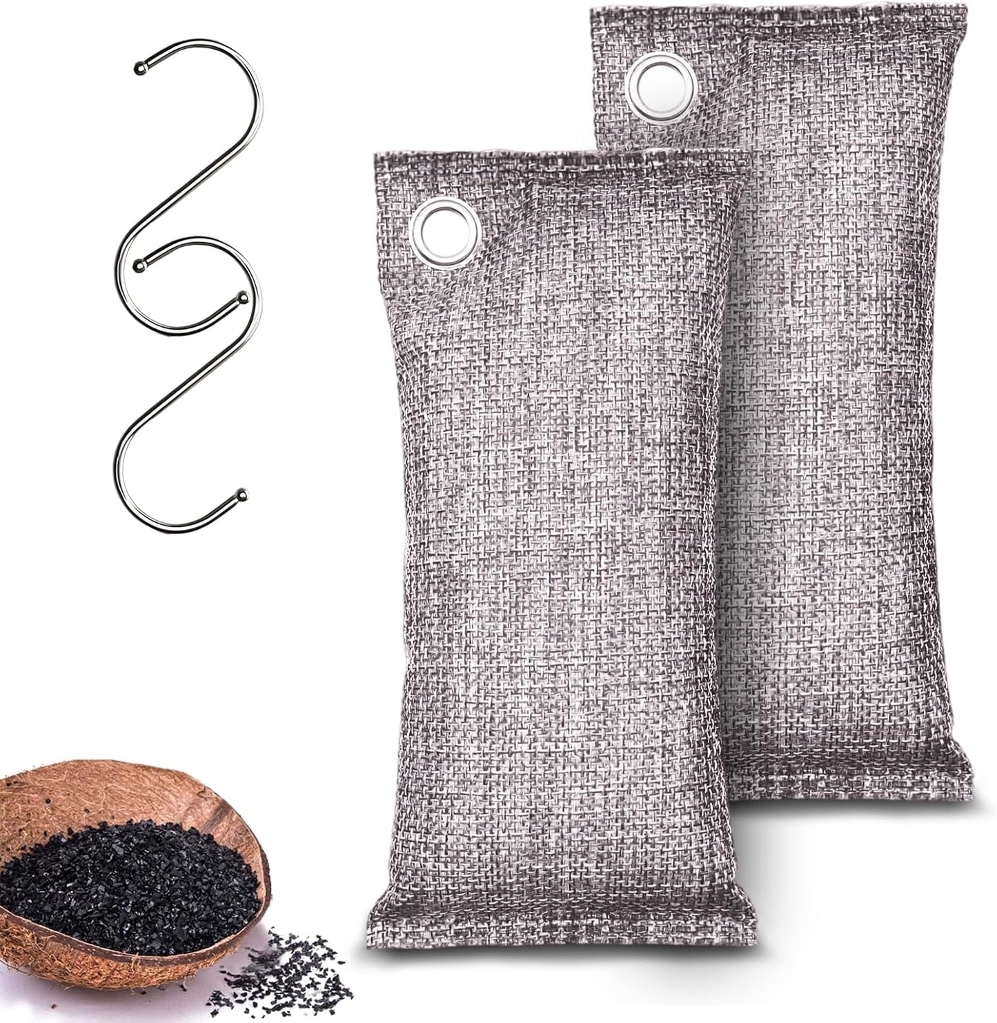 Activated Charcoal Odor Absorber, Odor Eliminator for Strong Odor,Coconut Shell Charcoal Air Purifying Bags for Home Car Closet Pet, Smoke Room Deodorizer