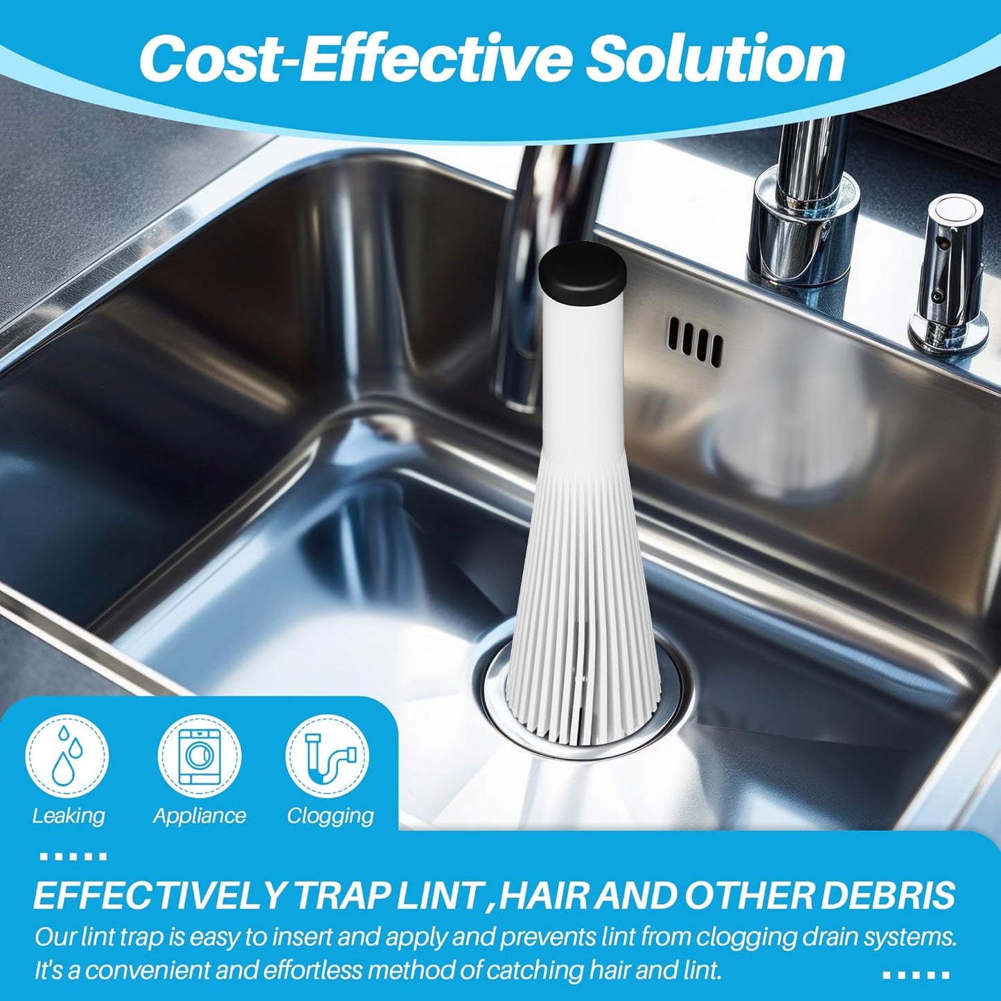 Laundry Lint Trap for Sink & Washer Drains – Hair Catcher, 2 Pack