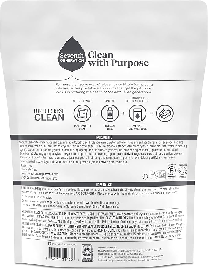 Seventh Generation Dish AUTO PAC PWR 18PC, Multi, Ultra Power Plus, 18 Count