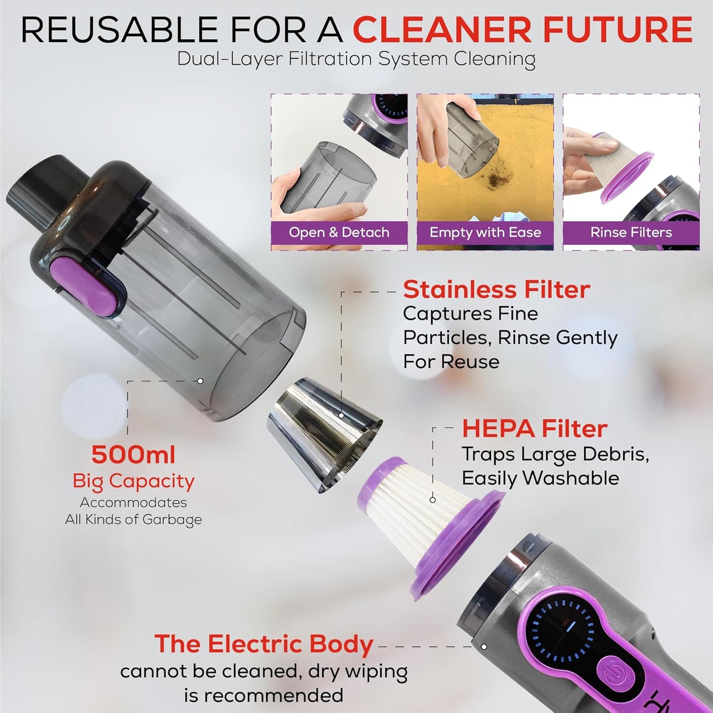 Handheld Car Vacuum Cleaner 18500Pa with Blower – Cordless & Corded