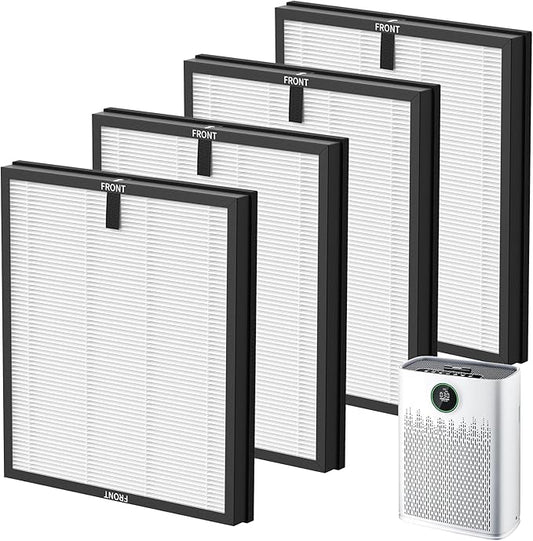 4 Pack HAP603 Replacement Filter Compatible with ECOSELF HAP603 / HAP603WF Air Purifier, Air Purifiers Replacement Filter for Home Large Room, # RFHAP603, White
