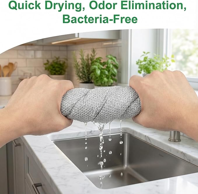 16-Pack Non-Scratch Wire Dishcloth, Reusable Diamond Weave Scrubber Cloths for Dishwashing, Multipurpose Wire Cleaning Cloths for Kitchen and Household, 7.8"x7.8"