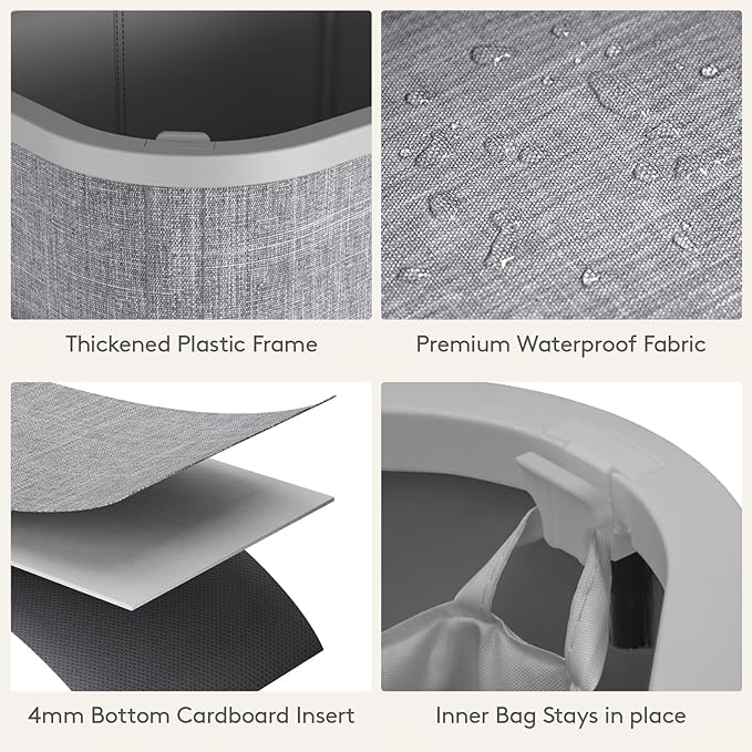 Lifewit 85L Laundry Basket with Lid, Large Laundry Hamper with Plastic Handles and Removable Bag, Foldable Tall Dirty Clothes Hampers for Laundry for Laundry Room, Bedroom, Bathroom, Dorm, Light Gray