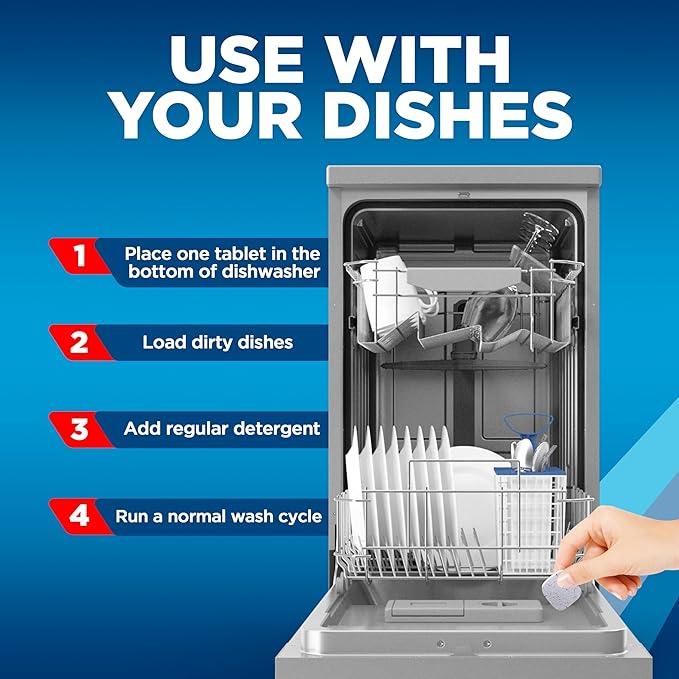 Finish Dishwasher Cleaner Tablets, Deep Cleans Hidden Grease & Grime, Fights Odors, No Extra Wash Cycle, Helps Maintain Dishwasher, 12 Month Supply, 12 Count
