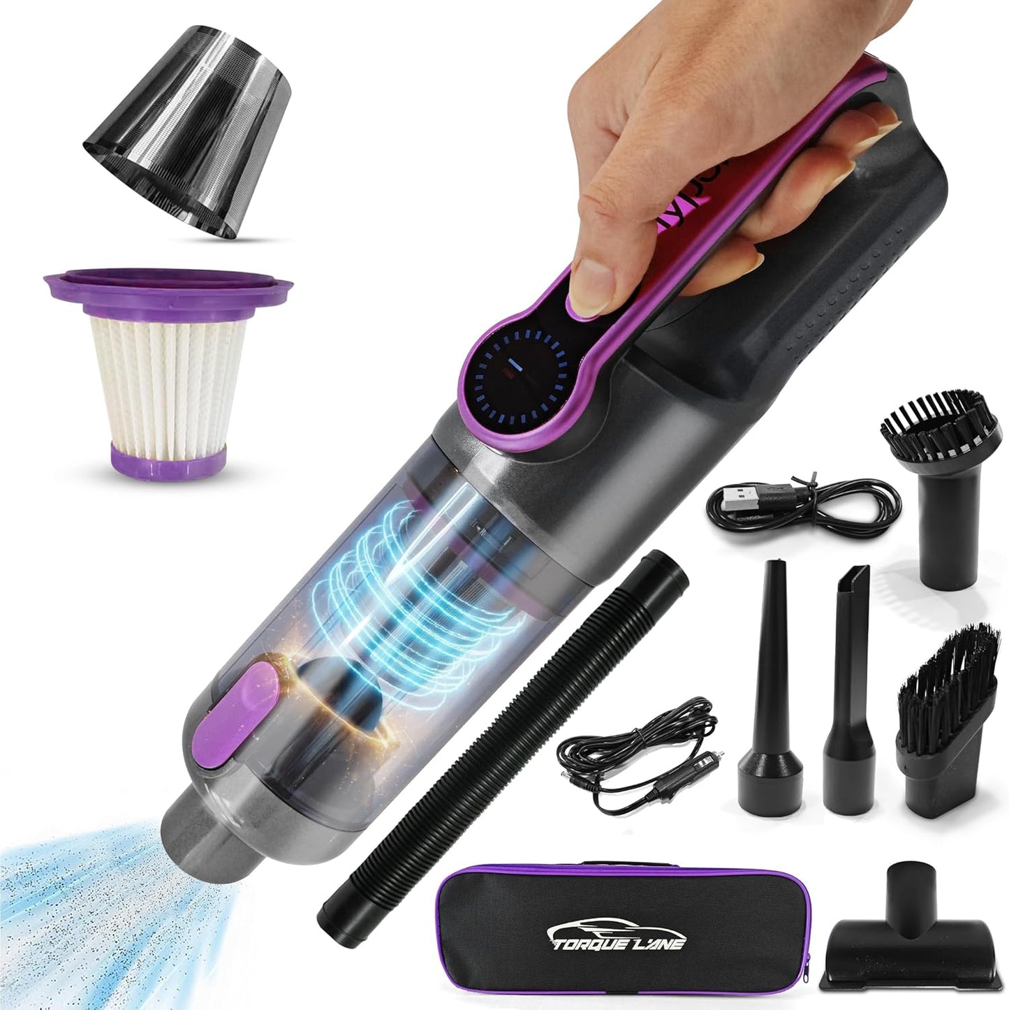Handheld Car Vacuum Cleaner 18500Pa with Blower – Cordless & Corded