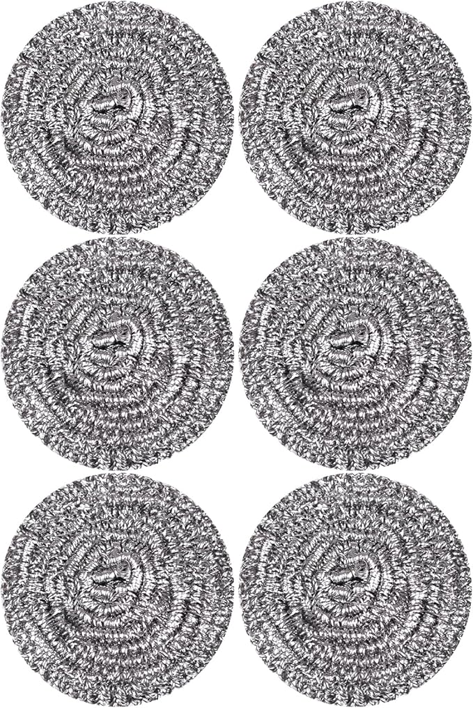 Carrie Joe Stainless Steel Scourer Heavy Duty Scrubber Pads Steel Wool Pack of 6,40g
