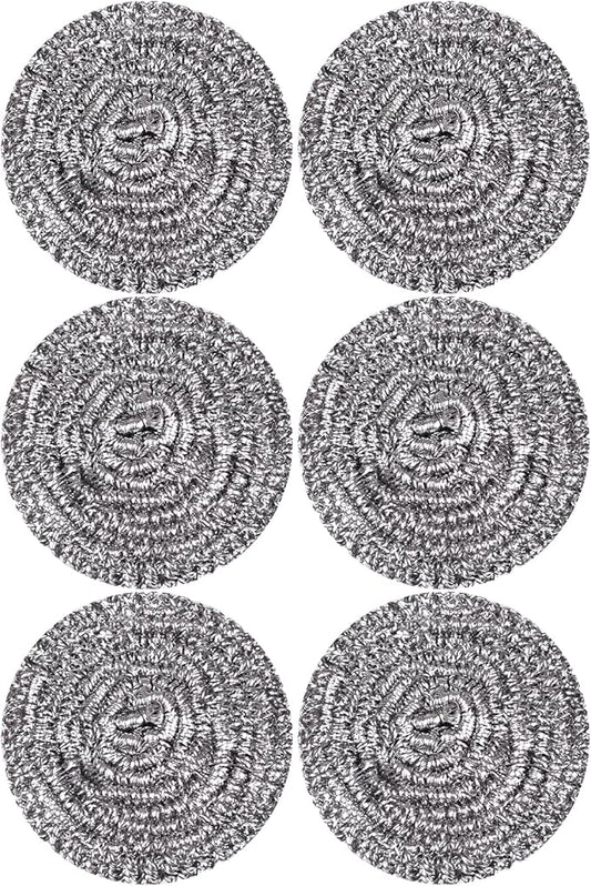 Carrie Joe Stainless Steel Scourer Heavy Duty Scrubber Pads Steel Wool Pack of 6,40g